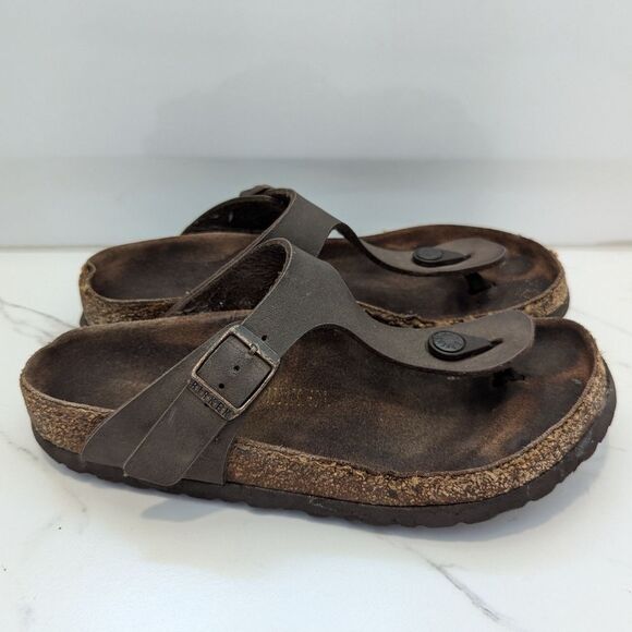Birkenstock Gizeh Brown Oiled Leather Between Toe Thong Sandals Slides EU 36 - Picture 3 of 12
